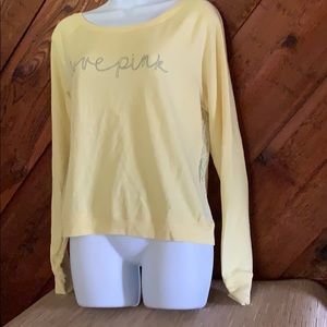 V.S. Pink Long Sleeved Yellow Love Pink Laced Top